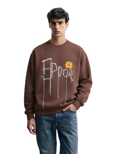 Sweat-shirt marron col rond homme taille 44 pour éviter les hauts déformés