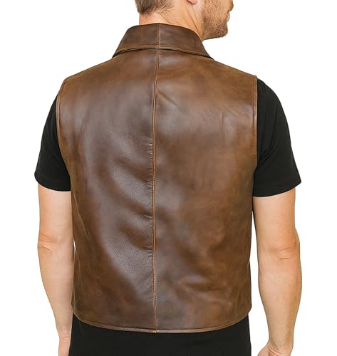 LP-FACON Men's Club Biker Vintage Fashion Motorcycle | Western Cowboy Leather Vest | Waistcoat Collection2