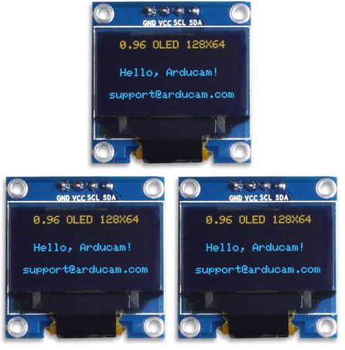 Image of UCTRONICS 0.96 Inch OLED Module 12864 128x64 Yellow Blue SSD1306 Driver I2C Serial Self-Luminous Display Board for Arduino Raspberry Pi Pico (Pack of 3)