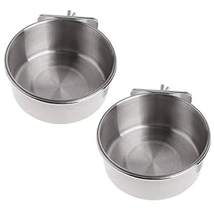 WAZA 2PCS Comedero de Acero Inoxidable Palometa para Pájaros Bebedero Cuen