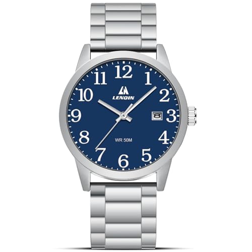 Imagen de LN LENQIN Reloj Hombre Relojes Acero Inoxidable para Hombre Reloj Cuarzo Analógico Relojes Pulsera para Hombre A Prueba Agua Reloj para Hombres Moda para Hombres Diseño con Fecha