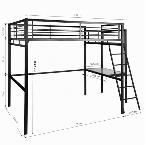 Litera juvenil doble 140x190 para dormitorios juveniles pequeños con escritorio 4