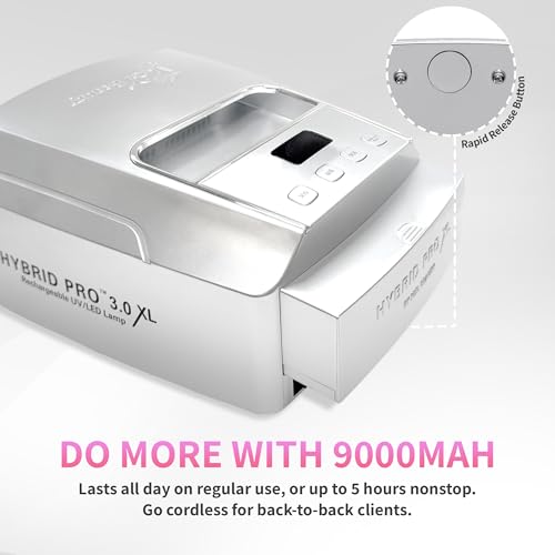 Image of iGel Beauty Hybrid PRO 3.0 XL UV /LED Nail Lamp - Wireless Rechargeable 48W Nail Dryer, Extra Wide Full-Hand Curing, 9000mAh Battery, Smart Timer & Builder Gel Mode, Cordless Professional Lamp