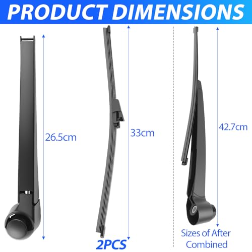 Scheibenwischer Hinten Set Kompatibel für Polo 9N 02-09 Golf Plus 05-09 | 2 Stück Auto Heckscheibenwischer und 1 Stück Heckscheibenwischerarm Ersatz Wischerblatt Wischerarm Heckwischerarm Hinten