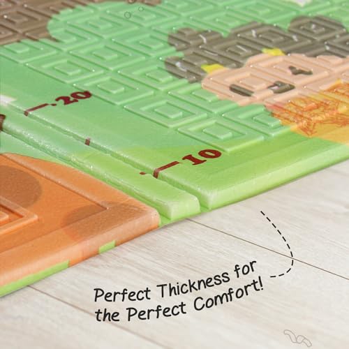 Image of Intelliskills Premium Extra Large Reversible Play Mat for Babies,Learning&Crawling Foldable Baby Mat for Floor,Non-Toxic&Anti-Skid Play Mat,Waterproof,6.5x4.5 ft,0.6cm Thick(Jungle Animals&Ocean Life)