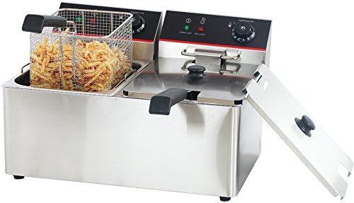 Hakka Commercial Stainless Steel Deep Fryers Electric Professional Restaurant Grade Turkey Fryers (2x6 Liter)