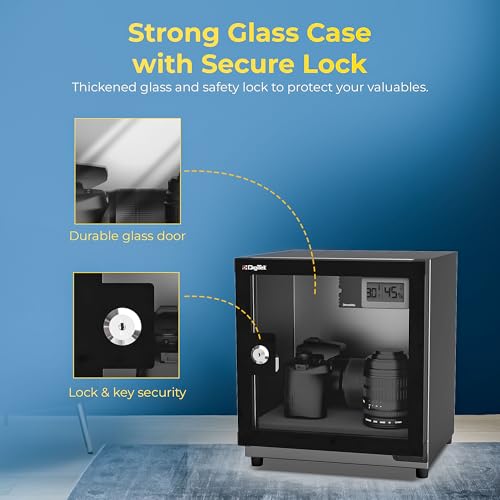 Image of Digitek AB 20 C Dry Cabinet 20L for Camera & Lens Storage, Moisture, Fungus & Dust Protection, Anti Rust Design, Lock & Key Security, Durable Glass Door