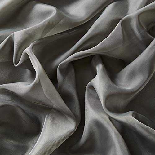 Hlc.me Charcoal Grey Window Curtain Sheer Voile Rod Pocket Cafe Tier Panels For Bathroom, Kitchen, Small Windows, Living Room And Bedroom (54 X 45 Inches Long, Set Of 2) #TOP5