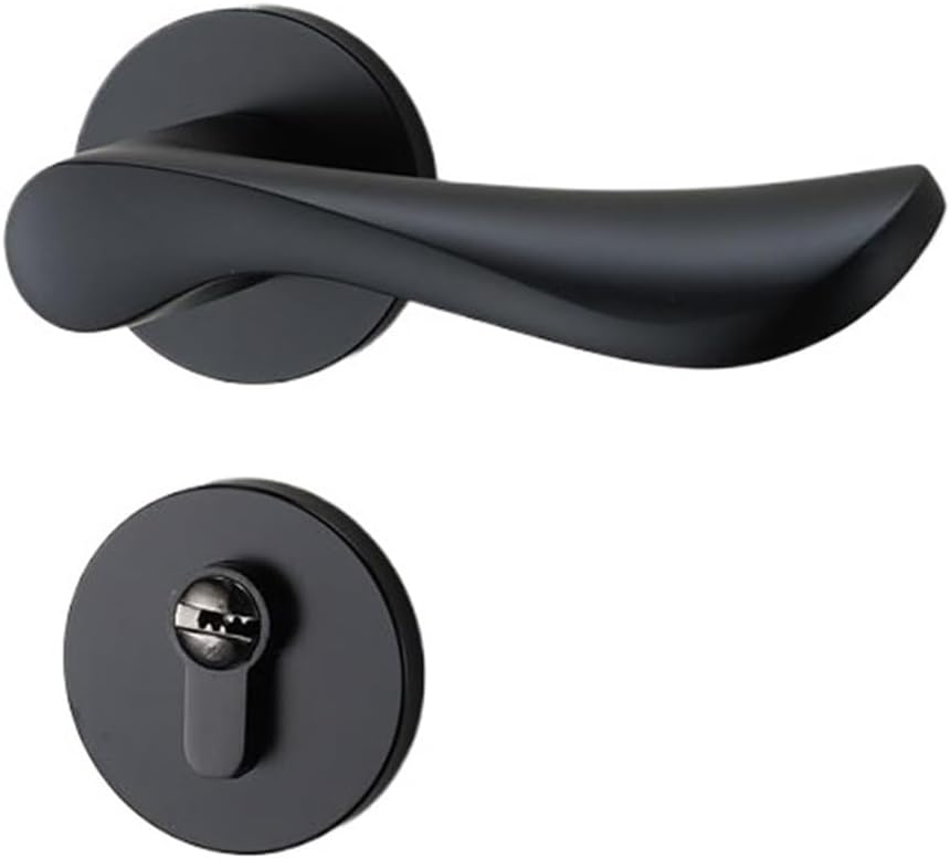 Black Door Lock Indoor Bedroom Silent Room Door Lock Bathroom Handle Household Split Lock(Type A)