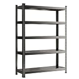 Scaffalatura in metallo resistente a 5 ripiani, capacità 907,2 kg, scaffale regolabile per garage e organizzazione domestica, ripiani in acciaio resistente, 100 x 40 x 200 cm