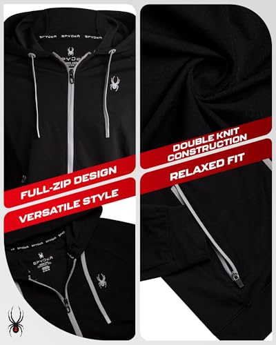 Spyder Active Mens Zip Up Hoodie - Athletic Tech Double Knit Full Zip Up Hoodies for Men Workout Gym with Side Pockets (S-XL)2