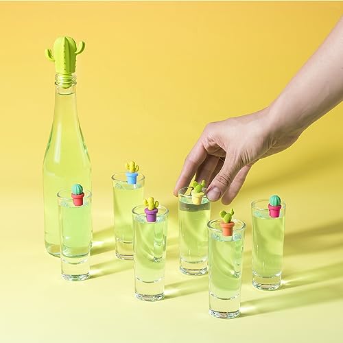 Truezoo Cactus Wine Glass Charms And Drink Markers With Bottle Stopper - Wine Accessories - Multi Color Set Of 7 #TOP4