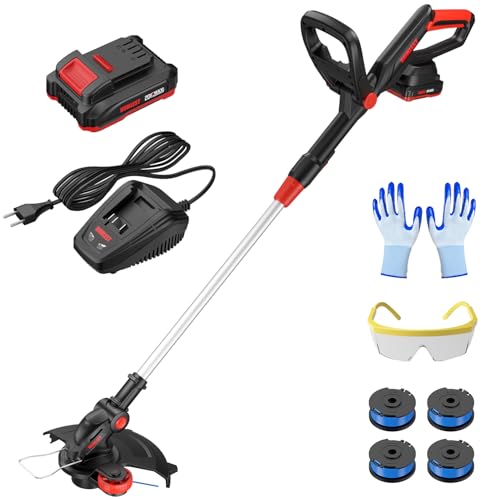 String Trimmer Cordless with Auto Feed,20V Battery Powered 13\" Edger and Weed Trimmer,2 in 1 Electric Grass Trimmer,2.5Ah Battery and Fast Charger Included (Black)