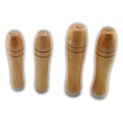 Zczqc 4Pcs Wooden File Handle With Strong Metal Collars - 2Pcs Medium Wooden Handle For 6"-8" File And 2Pcs Large Wooden Handle For 10"-12" File #TOP1