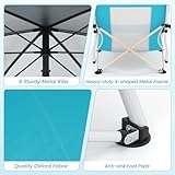 COSTWAY Beach Umbrella Chair for Adults, Foldable Low Seat Camping Chair with Adjustable Parasol, Universal Umbrella Clamp and Armrest, Portable Outdoor Backpack Chairs (2, Blue) - Image 6