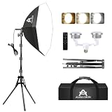 ALISA CHUN Softbox Photography Lighting Kit,22"X22" Soft Box Lighting Set with Double 85W 3000-7500K LED Bulbs，Photo Studio Equipment for Photography,Podcast Lighting，Shooting，Video Recording