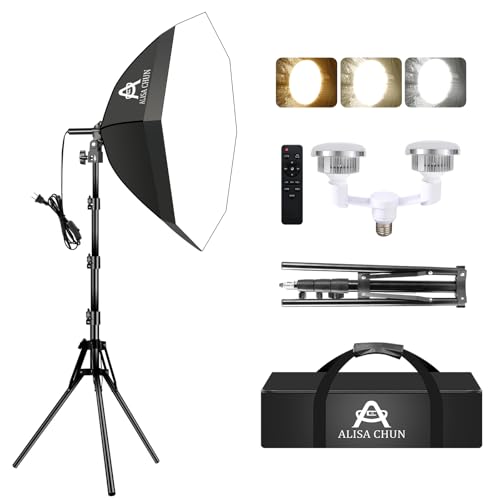 ALISA CHUN Softbox Photography Lighting Kit,22"X22" Soft Box Lighting Set