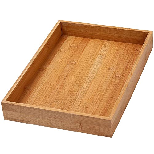 YBM Home Bamboo Drawer Organizer Storage Box for Kitchen Drawer, Junk Drawer, Office, Bedroom, Children Room, Craft, Sewing, and Bathroom, 6 Pack 10x14x2 inch by YBM HOME - Used condition - US$34.94
