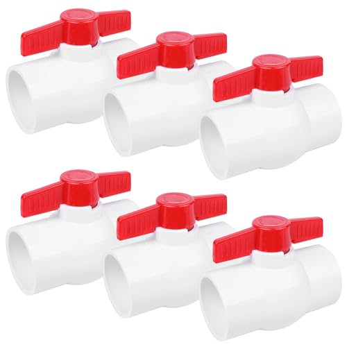 YADIAN 6 Pack 2'' Ball Valve PVC SCH40 Slip Water Pipe Valve T Handle Shut-Off Valve 2inch Socket for Water Project, Swiming Pool, Sewage Pump, Sprinkler Lines, Outdoor Plumbing & Irrigation System