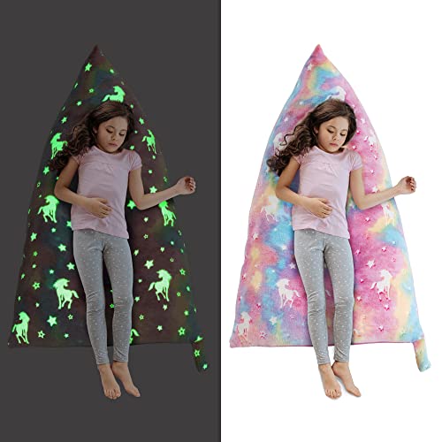Hombys Glow In The Dark Bean Bag Chairs For Kids,Extra Large Beanbag Cover For Stuffed Animals Storage,Plush Toys Holder And Organizer-Premium Flannel Without Filling #TOP21