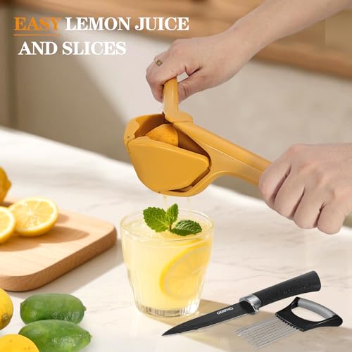 lemon squeezer,Portable Manual Citrus Squeezer Kit With Lime Squeezer,Lemon Slicer and Paring Knife,Easy to Juice Lemons,Limes,Oranges,Tangerines and Other Fruits Kitchen Gadgets.