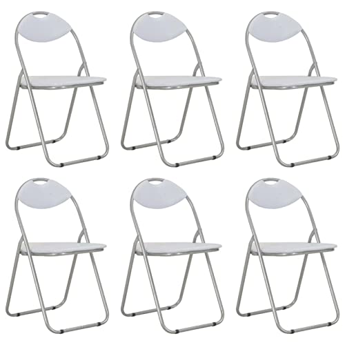Homgoday Sillas de comedor plegables 6 unidades blancas de piel sintética, sillas de comedor, sillas de jardín, muebles de jardín muebles de exterior para jardín, exteriores, patio