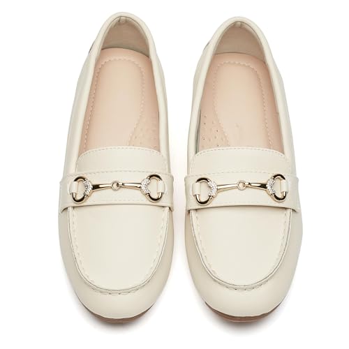 Image of Women's Wide Loafers Casual Slip on Flat Shoes Women's Comfort Penny Loafers with Arch Support Women Dressy Moccasins