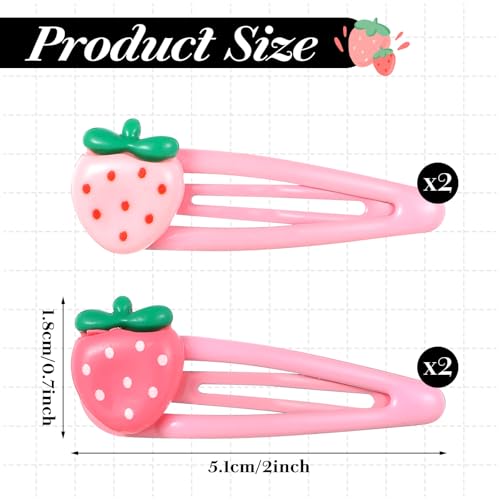 Pinzas para cabello fresas 4 pcs color rosa miniatura 2