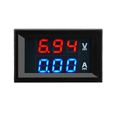 Hemore Automotive - Voltímetro Digital 100 V 10 A DC amperímetro Azul + Rojo LED Amp medidor de voltios Accesorio para vehículo