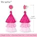 Me&Hz Pink Earrings for Women Fashion Hot Pink Ombre Tassel Dangle Drop Earring Lightweight Valentine’s Day Earrings for Women Statement Tropical Beach Earring Romantic Valentines Jewelry Gift