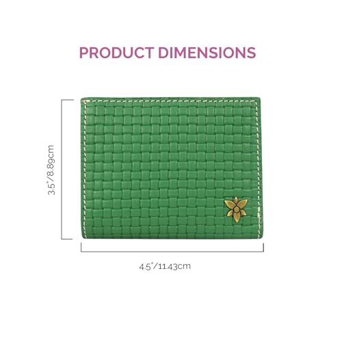 Anna by Anuschka Heritage Collection Women's Genuine Leather Mini Two-Fold Wallet - Basket Embossed Caladium Green4