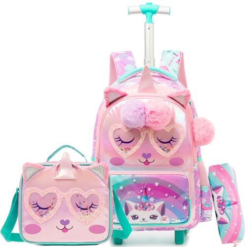 HTgroce Mochila Unicornio Ruedas Niña Vuelta al Cole Material Escolar