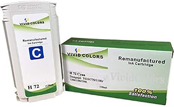 Vivid Colors Replacement 72 Cyan C9371A Ink Cartridge Replacement for T610 T620 T770 T1100 T1200 T1300 T2300 Printer