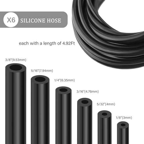 Image of 70PCS 5Ft Vacuum Line,Multipurpose Vacuum Lines Automotive+64PCS Vacuum Line Connectors,1 /8 inch 5 /32 inch 3 /16 inch 1 /4 inch 5 /16 inch 3 /8 inch Vacuum Hose,Universal Car Accessories Silicone Tubing (70PCS)