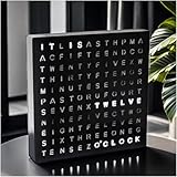 COYEUX 6 Inch LED Word Clock, Desk Light-Up Word Clock, Square Dial, Displays Time As Text, Easy-to-Read Time Display, for Contemporary, Living Room, Bedroom, Home or Office