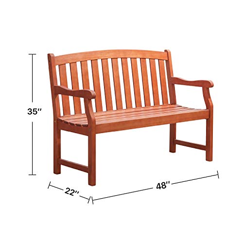 Vifah V208E Harley Coastal Eucalyptus Wooden Bench For 2 Seater In Entry Way #TOP5