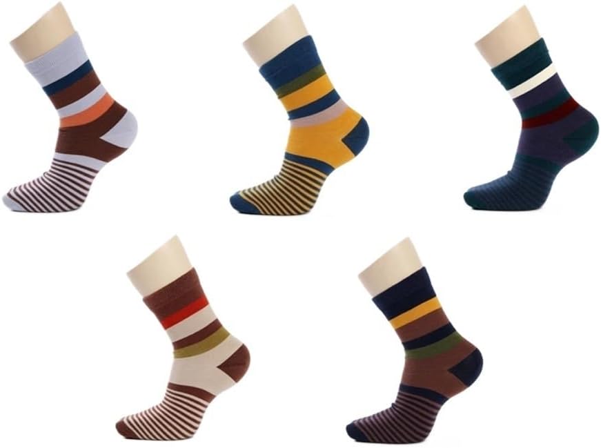 5 Pairs/Hand Cotton Men's Socks Striped Socks Compression Cylindrical Socks Men's Large Size
