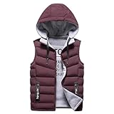 Chaleco Hombre Reversible con Capucha y Cuello Alto para Uso Casual y Exterior con Diseño Versátil(Red, XXXXL)