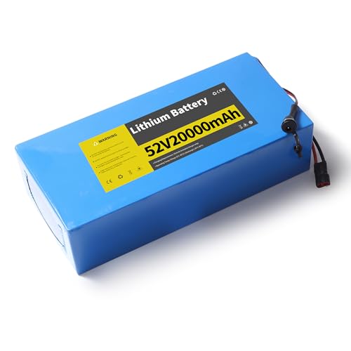 52V 20Ah Ebike Battery 1 Pack, 52V Lithium Battery for Electric Scooter, 52 Volt Electric Bicycle Replacement Battery with 2A Fast Charger, T-Plug, 30A BMS (US Stock)