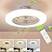 GHY Ventilateur De Plafond avec Éclairage LED Vitesse du Vent Réglable, Télécommande Dimmable, 36W Moderne LED Plafond Lumière, Chambre Restaurant Couleur en Option, Blanc,d'or (Clear, 58cm)