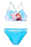 Disney Traje de Baño de 2 Piezas para Niñas y Adolescentes de Frozen, Bikini con Anna y Elsa, Copo de Nieve, turquesa, 4 años