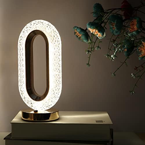 Lohoom LED Creative Crystal Table Lamp, 2000mA/3000mA LED4010 Lamp Beads Ring Lamps Modern Round Bedside Bedroom Night Light Decor (2000mA), White