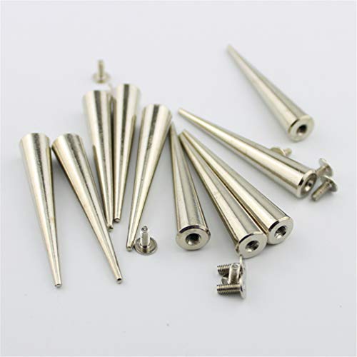 55Mm Solid Punk Bullet Large Spikes Metal Leather Rivets Diy Silver Screw On Cone Studs For Cosplay Clothes Set Of 10 #TOP2