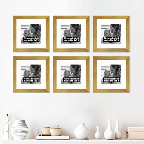 Image of Art Street Premium Photo Frame for living room, Classic Aesthetic Design Photo Frames for Photograph, Art Work, Kids Room Set of 6 (8x8 Inch, Gold)