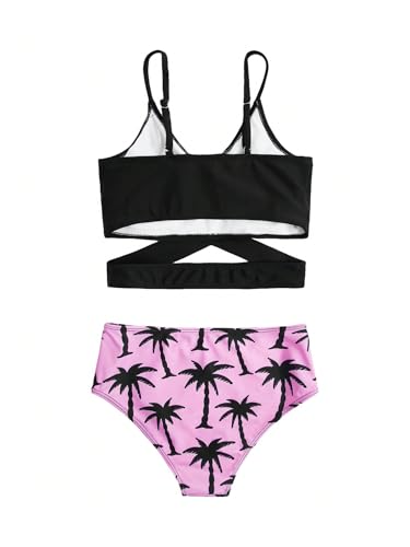 Milumia Girl's 2 Piece Swimsuit Criss Cross Graphic Print Wireless Bikini Set2