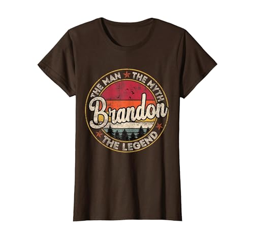 Brandon The Man The Myth The Legend Personalized Name T-Shirt, Women, Brown, X-Small