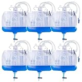 Behogan 6 Stück 2000ml Urinbeutel Beinbeutel, Urindrainagesystem, Urinbeutel 2000ml mit Anti Reflux Ventil und T-Ablass, Urindrainagebeutel mit 120cm Schlauch