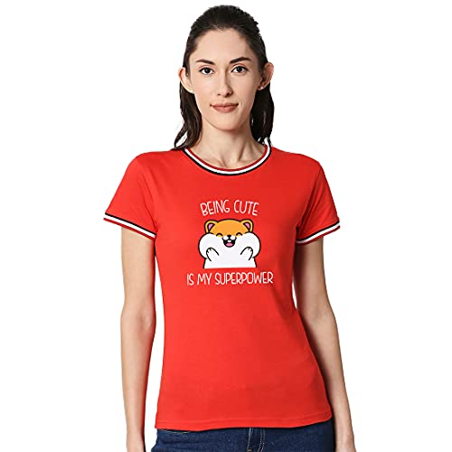 Image of Bewakoof Women's Geometric Slim Fit T-Shirt