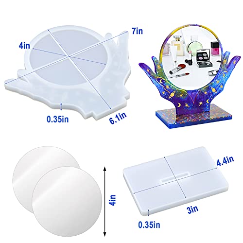 Palksky Resin Molds For Photo Frame,Silicone Picture Frame Molds For Resin,Epoxy Makeup Mirror Casting Mold With 2Pcs Acrylic Mirror Christmas Resin Molds For Diy Home Decoration #TOP6
