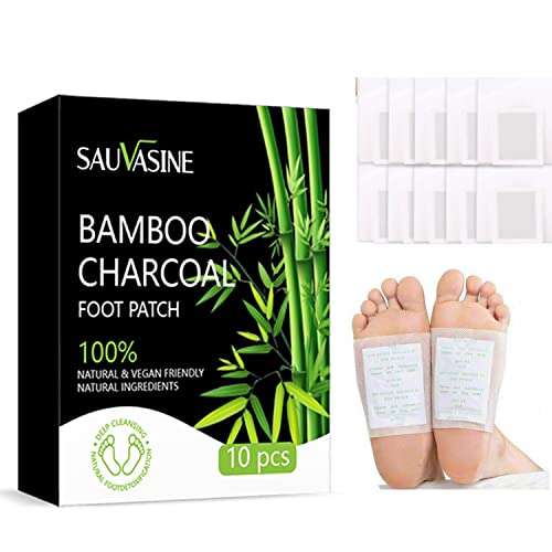10Pcs Detox Foot Pads, Natural Deep Cleansing Bamboo Detoxify Foot Patches for Stress Relief, Better Sleep and Foot Care